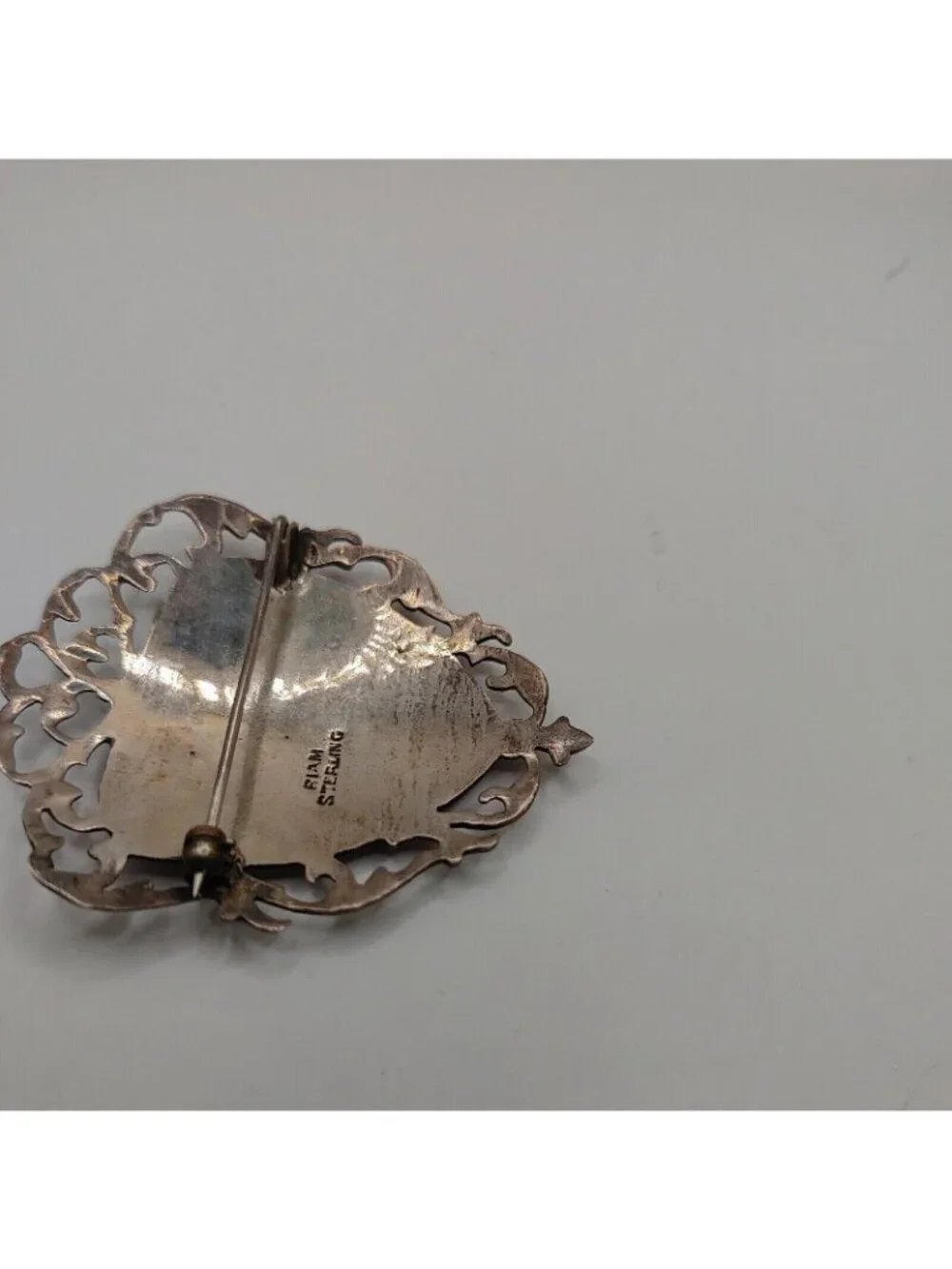 1930's brooch dancer Heart Open work Siam sterling Openwork